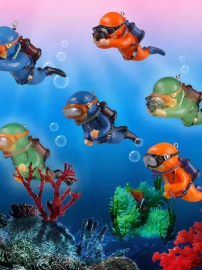 Fish Tank Decoration Resin Landscaping Small Ornaments Mini Diver Glow Aquarium Decor Floating Ball Aquarium Accessories