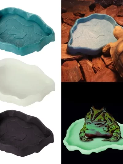 Reptile Bowls Terrarium Feeding Worm Dish Reptile Mealworm Feeder Dish Plastic Bowl for Frog Gecko Snake Spiders Turtles