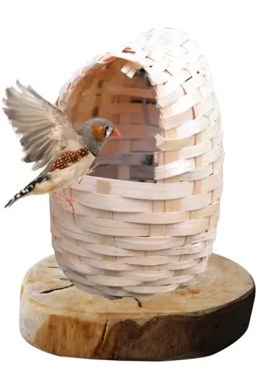 Hand Made Natural Bamboo Bird House Parrot Finch Hideout Cage Toy Outdoor Shelter Nest Birds Supplies