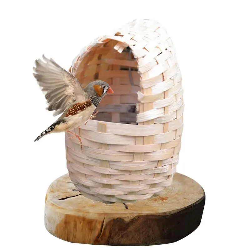Hand Made Natural Bamboo Bird House Parrot Finch Hideout Cage Toy Outdoor Shelter Nest Birds Supplies
