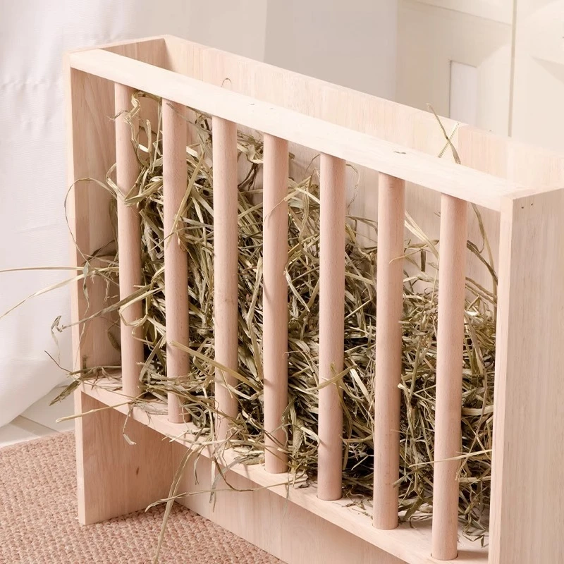 Portable Solid Wood Rabbit Hay Feeder Feeding Manger Cage Hay Dispenser Bunny Hay Raise Design A Grass Rack for Feeding Rabbits - Image 3
