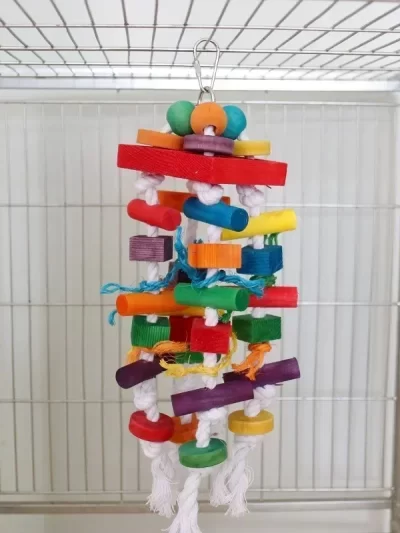 Parrot toys, colorful wooden bird supplies, wooden blocks, large parrot biting bird toys