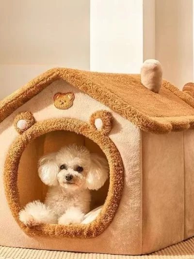 Dog House Indoor Foldable Cat House Kennel Bed Mat with Cushion for Small Medium Large Dogs Cats Warm Cat Nest Puppy Cave Sofa