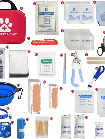 Pet First Aid Kit for Dogs and Cats - Ideal for Home, Car, Travel, Camping and Hiking - Your Dog and Cat Are Part of the Family