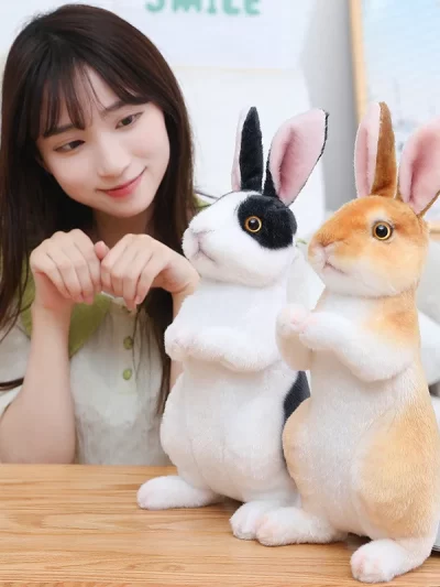 24cm Simulation Cute Rabbit Plush Fur Realistic Kawaii Animal Easter Bunny Rabbit Toy Model Gift Home Decor Beautiful Gift