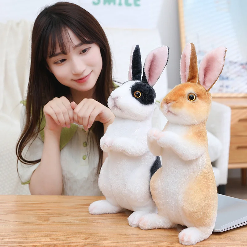 24cm Simulation Cute Rabbit Plush Fur Realistic Kawaii Animal Easter Bunny Rabbit Toy Model Gift Home Decor Beautiful Gift
