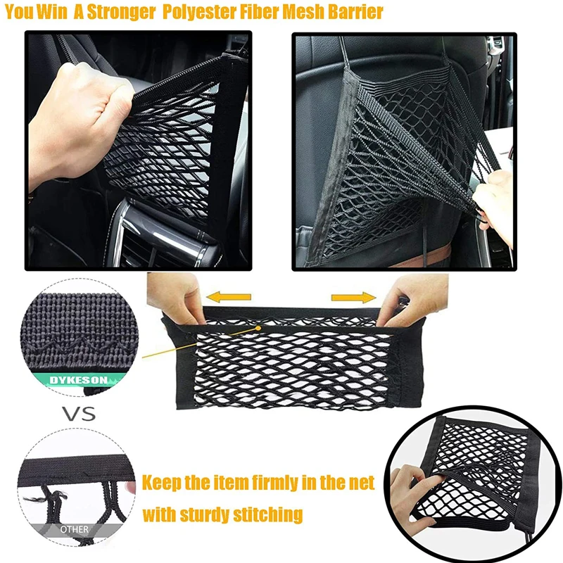 Car Storage Net Bag Between Seats Car Divider Pet Barrier Stretchable Elastic Mesh Bag Organizer Auto Accessories - Image 15