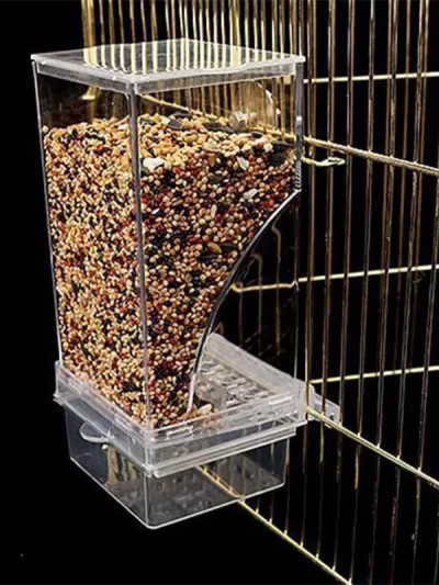 Acrylic No Mess Bird Feeders Automatic Parrot Feeder Drinker Food Container For Perch Budgerigar Parakeets Bird Cage Accessories