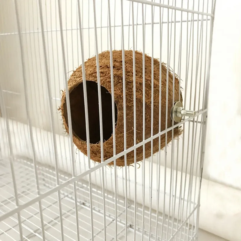 Coir Pet Nest Parrot Coir Bird Nest Squirrel Hamster Breeding Nest Pure Natural Coconut Hole Bird Nest 12-16cm Random Shipped - Image 2