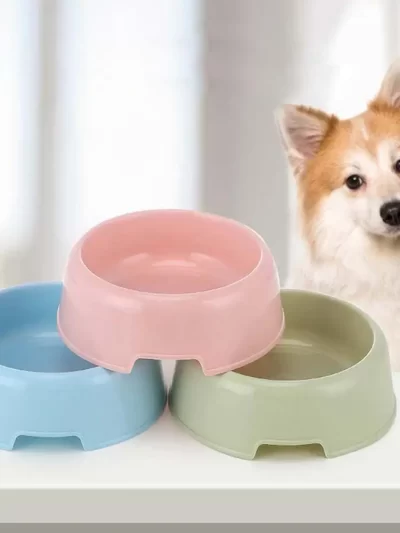 Pet Supplies Candy Colored Plastic Dog Bowl Cat Bowl Bowl Pet Cat Tableware Bowl Bowl Single Small T7Y6