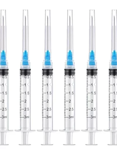 20 Pack 3ml Disposable Luer Lock Syringes with 23Ga 1 Inch Stainless Needle Individually Sealed Packed For Pet Farm Animal