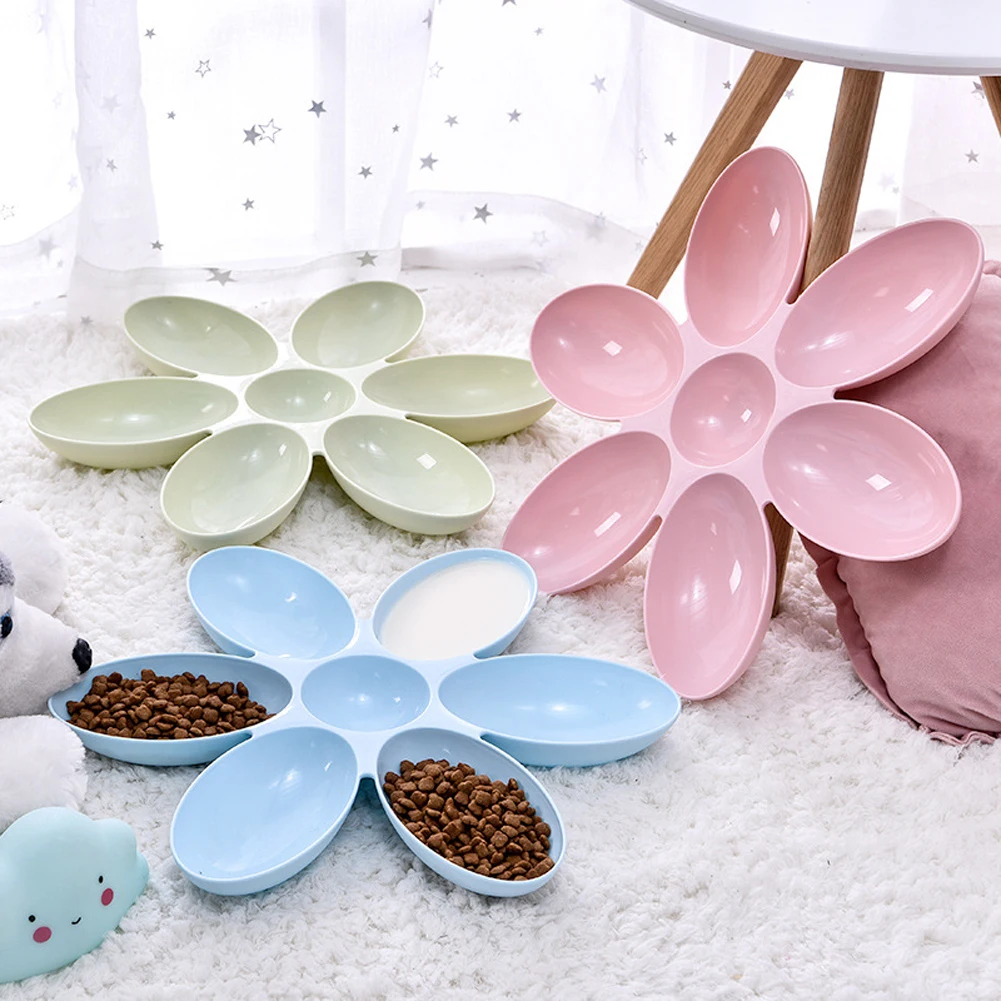 6 In 1 Petal Pet Dog Cat Food Container Drinking Water Feeding Cat Dish Plastic Bowl Pet Feeder Waterer Pet Supplies Feeder Wate - Image 5