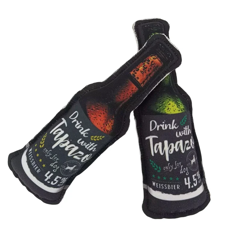 Pet Filled Toys For Dogs Funny Plush Dog Toys Featuring Tapazo Weissbire Beer Bottle With Squeaky Sound Chew Interactive Toy