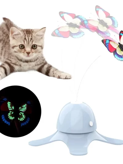 Electronic Pet Cat Toy Smart Automatic Funny Cat Exercise Toy Electric Rotating Kitten Toys Butterfly Cat Stick Interactive Toy