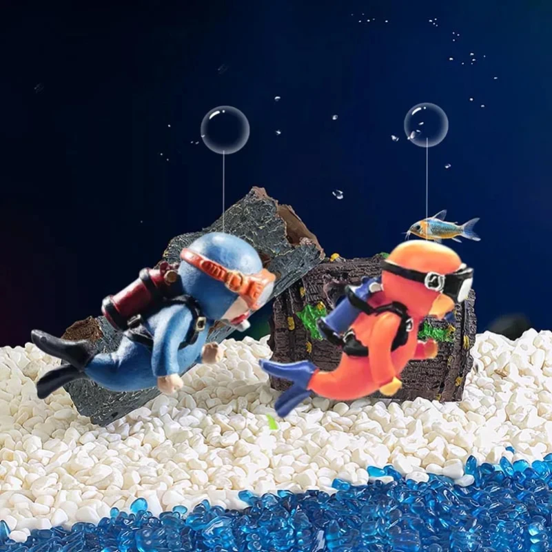 Fish Tank Decoration Resin Landscaping Small Ornaments Mini Diver Glow Aquarium Decor Floating Ball Aquarium Accessories - Image 4