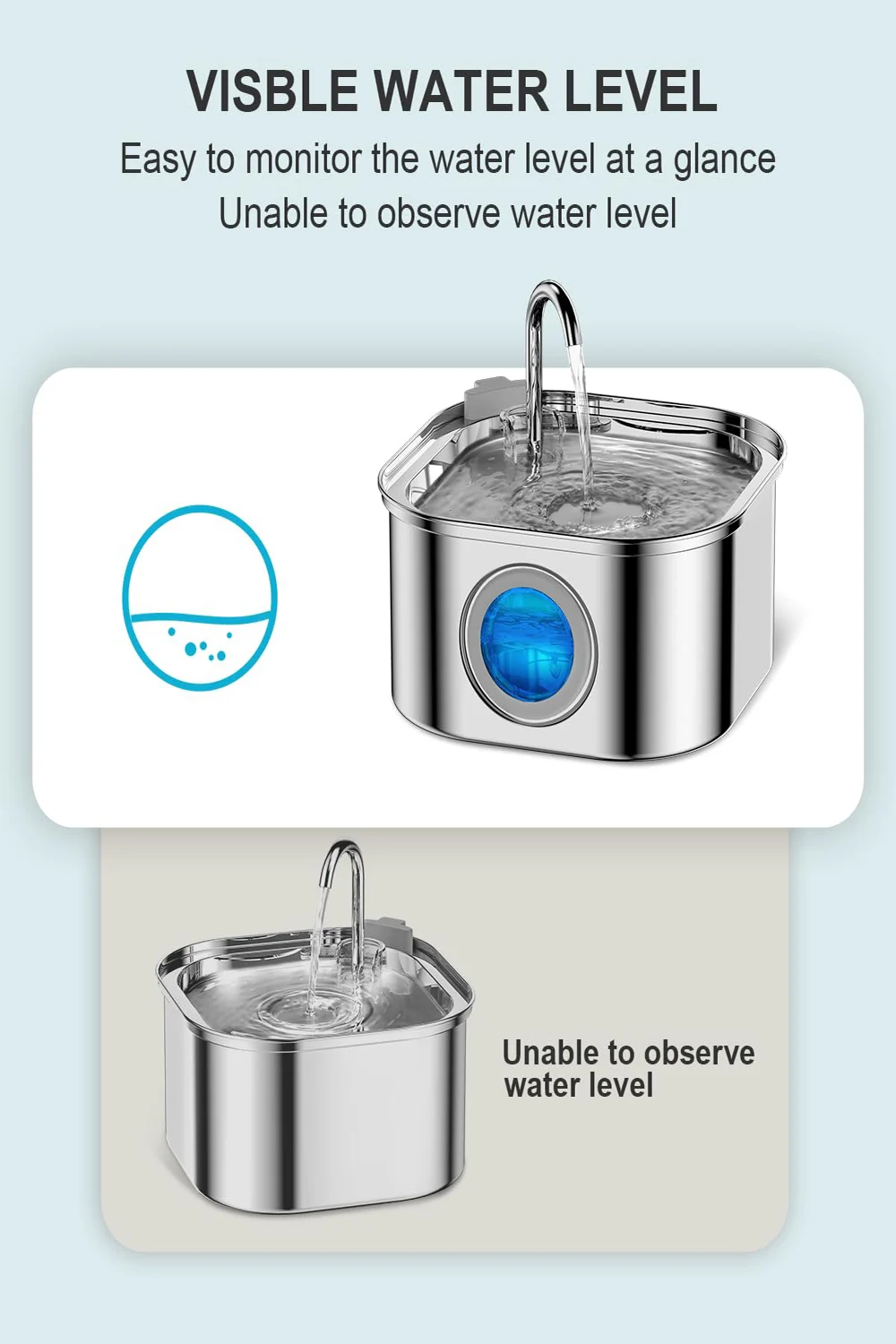 3.2L Stainless Steel Pet Water Feeder Auto Cat Fountain Smart Dog Water Dispenser Visual Window Drinking Bowl Pet Accessories - Image 11