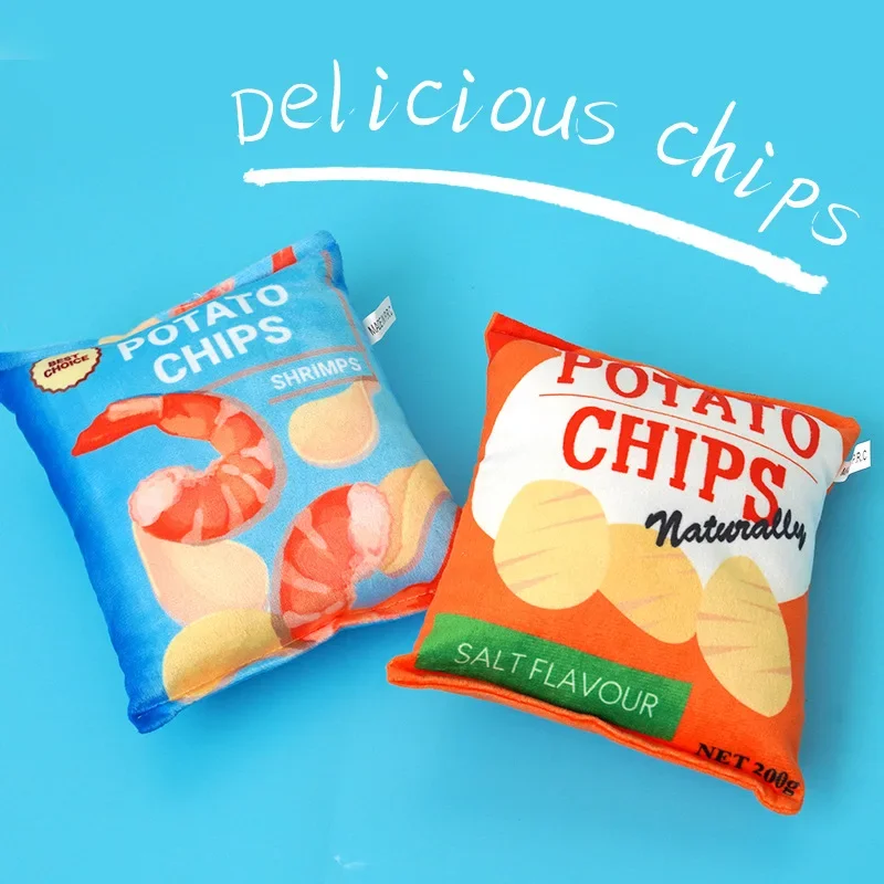 Funny Dog Toys Crisps Plush Filled Pets Squeaky Chew Toy Bite-resistant Sounding Paper Toys For Small Medium Pets Supplies - Image 3