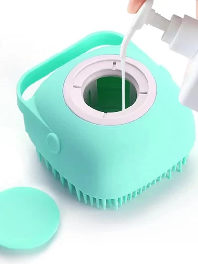 Pet Dog Shampoo Brush 2.7oz 80ml Cat Massage Comb Grooming Scrubber for Bathing Short Hair Soft Silicone Rubber