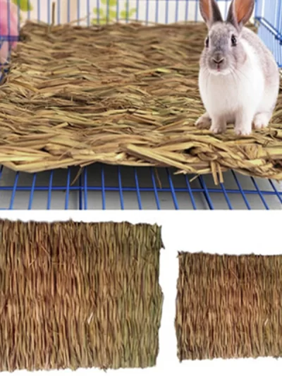 Rabbit Grass Chew Mat Small Animal Natural Soft Grass Hamster House Guinea Pig Cage Bed House Pad Hamster Accessories
