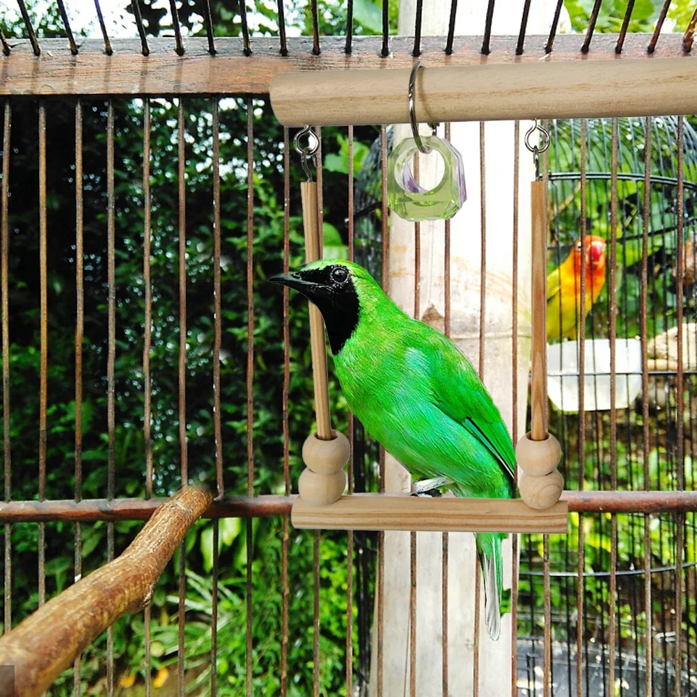 Parrot Bird Toys Wood Articles Pet Bird Toys for Parrot Training Toy Swing Ball Bell Standing Hang Swings Birds Cage Supplies - Image 15