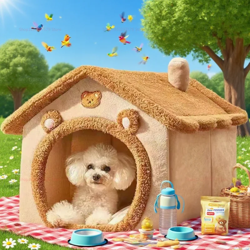 2025 New Four Seasons Cat Nest and Warm Dog House Soft Removable Winter Bed Cozy Pet Hideaway Comfortable Pet Sleeping Seat - Image 4