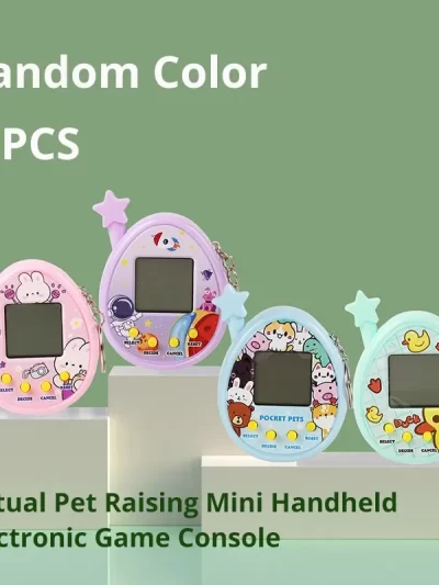 2Pcs Electronic Pet Machine Virtual Pet Raising Mini Handheld Game Console Random Color Keychain Toy