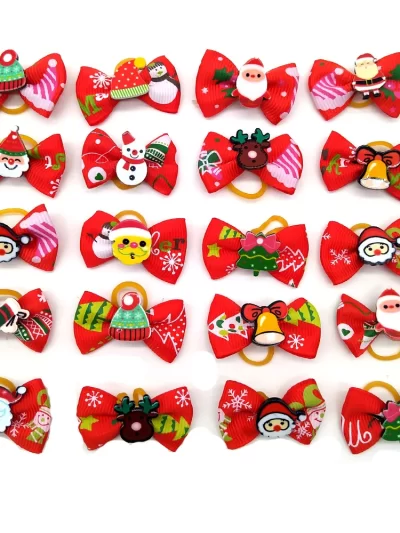 10/20/50 Pcs Christmas Pet Bows Dog Hair Accessories Holiday Party Dogs Bows Hair Dog Grooming Bows For Small Dog Pet Supplies