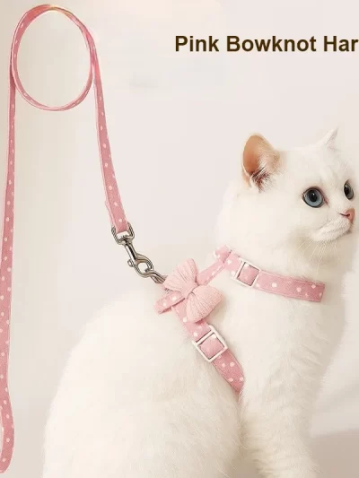 Adjustable Pet Cat Collar For Cats Poppy Harness Leash Set Bowknot Small Dog Cat Accessories Products For Pets