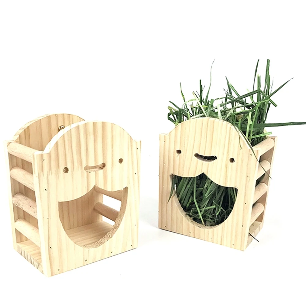 Rabbit Hay Feeder Chinchilla Rabbit Food Dispenser Wooden Cute Shape Bunny Hay Manger Rabbit Hay Rack for Cage - Image 8