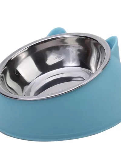Cat Bowl Lovely Creative Inclined Kitten Puppy Food Feeding Bowls Stainless Steel Cats Drinking Feeder Pet Dogs Cats Feeders