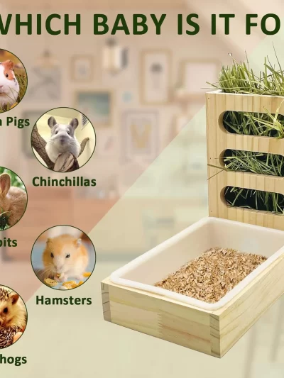 Rabbit Hay Feeder with Litter Box Hay Rack Feeder Small Animal Hay Holder for Hamster Bunny Small Animals Chinchilla Guinea Pig