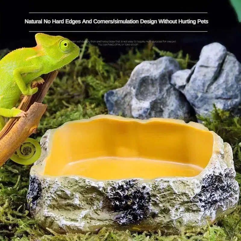 Pet Reptile Water Bowls Terrarium Plate Reptile Feeder Amphibian Feeding Bowl for Frog Chameleon Tortoise Bearded Dragon Turtle - Image 3