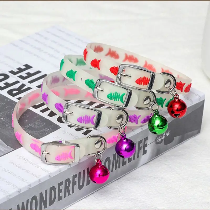 Pet Cat Collar With Bell Anti-lost Fluorescent Silicone Small Dog Cat Collar Collar Ring Luminous Adjustable Pet Cat Accessories - Image 5