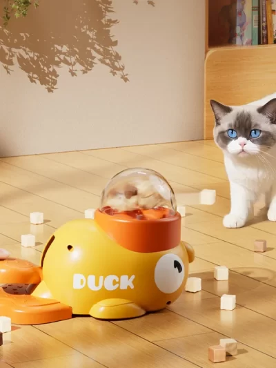 Cat, Dog, Pet Feeder Yellow Duck-Shaped Cat Food Dispenser Training Dog Toy Puzzle Dog Entertainment Toy Cat Toy