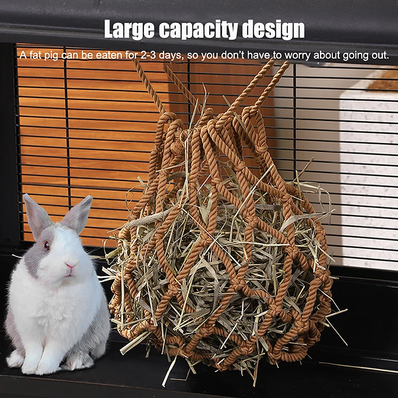 Rabbit Grass Bag Large Capacity Hanging Hay Feeding Sack Dispenser For Dutch Pig Guinea Pig Totoro Rabbit Pet Supplies - Image 11