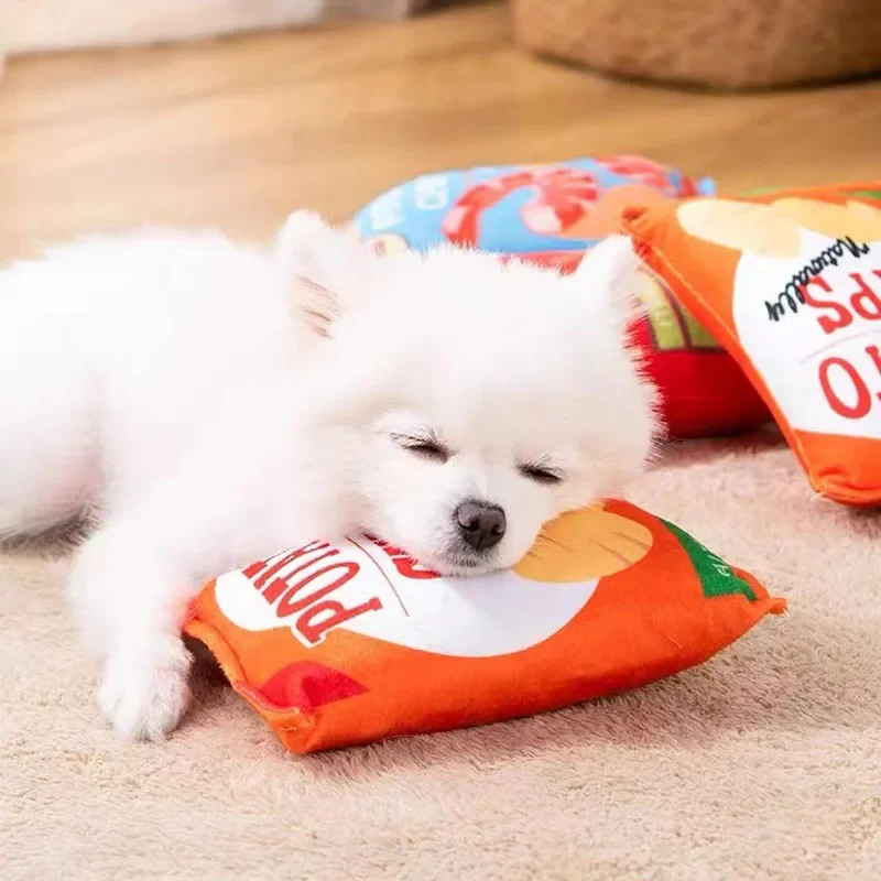 Funny Dog Toys Crisps Plush Filled Pets Squeaky Chew Toy Bite-resistant Sounding Paper Toys For Small Medium Pets Supplies - Image 13