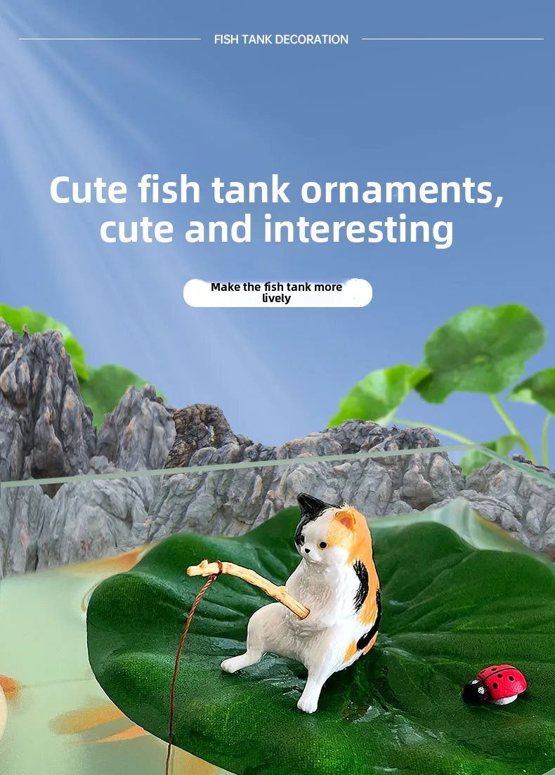 Ornaments Aquarium Accessories Home Decorations Fish Tanks Aquascape Meow Table Decoration and Accessories for Home Decor & Room - Image 13