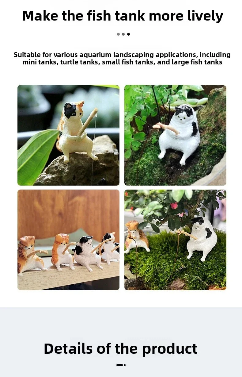 Ornaments Aquarium Accessories Home Decorations Fish Tanks Aquascape Meow Table Decoration and Accessories for Home Decor & Room - Image 17