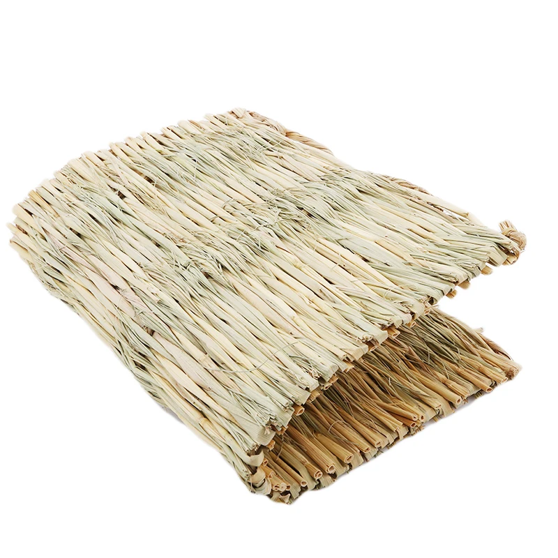Rabbits Bunny Grass Mat Small Animal Woven Hay Mat Natural Straw Bedding Resting Cage Mat For Guinea Pig Chinchilla Hamster Rat - Image 4