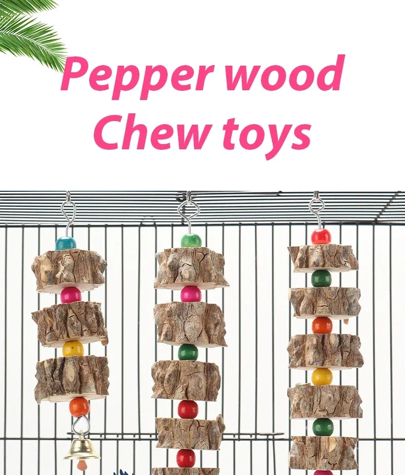 Natural Wooden Parrot Bird Toy Wood Parrot Chew Toy Chewing Cardboard Destroy Birds Toy Bird Cage Decoration Bird Supplies - Image 10