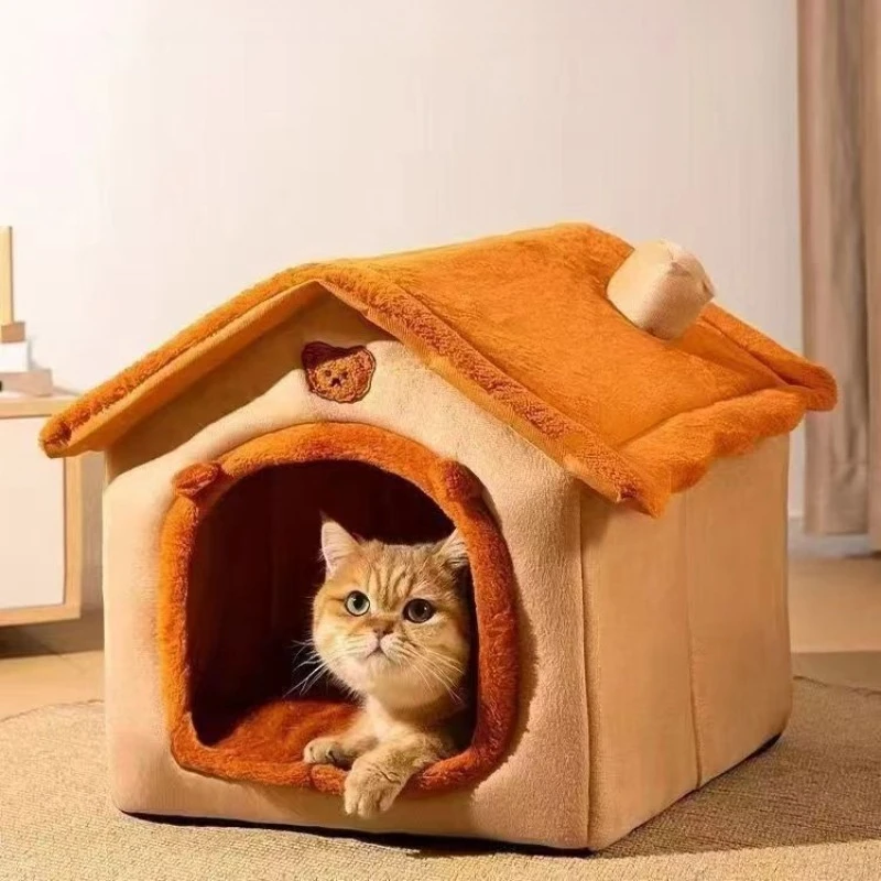 Dog House Indoor Foldable Cat House Kennel Bed Mat with Cushion for Small Medium Large Dogs Cats Warm Cat Nest Puppy Cave Sofa - Image 8