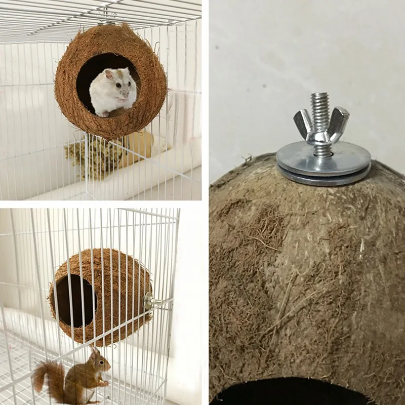 Coir Pet Nest Parrot Coir Bird Nest Squirrel Hamster Breeding Nest Pure Natural Coconut Hole Bird Nest 12-16cm Random Shipped - Image 9