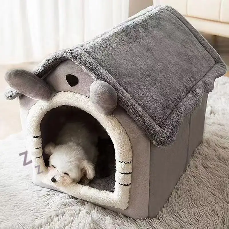 Dog House Indoor Foldable Cat House Kennel Bed Mat with Cushion for Small Medium Large Dogs Cats Warm Cat Nest Puppy Cave Sofa - Image 7