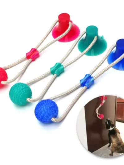 Pet Toys with Suction Cup Dog Push Toy with TPR Ball Pet Tooth Cleaning Chewing Rubber Dog Toys for Small Dogs Rubber Dog Toy