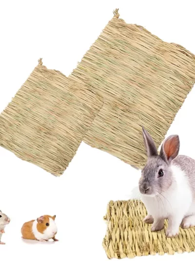 Rabbits Bunny Grass Mat Small Animal Woven Hay Mat Natural Straw Bedding Resting Cage Mat For Guinea Pig Chinchilla Hamster Rat
