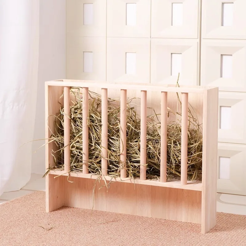 Portable Solid Wood Rabbit Hay Feeder Feeding Manger Cage Hay Dispenser Bunny Hay Raise Design A Grass Rack for Feeding Rabbits - Image 8