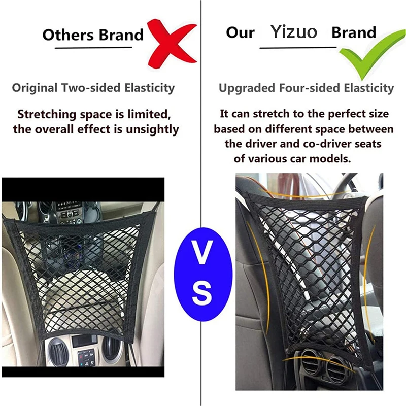 Car Storage Net Bag Between Seats Car Divider Pet Barrier Stretchable Elastic Mesh Bag Organizer Auto Accessories - Image 18