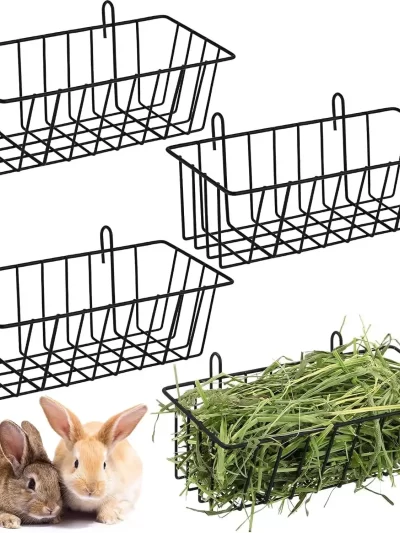 1Pcs Rabbit Hay Feeder Heavy Duty Metal Rabbit Hay Rack with Hooks Cage Hanging Hay Holder for Rabbits Chinchilla Bunny Guinea