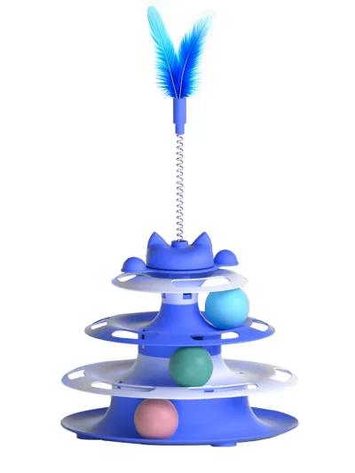 Cat Toys for Self-Entertainment: Interactive Turntable, Teaser Wand, Balls - Anti-Boredom for Kittens & Adult Cats,