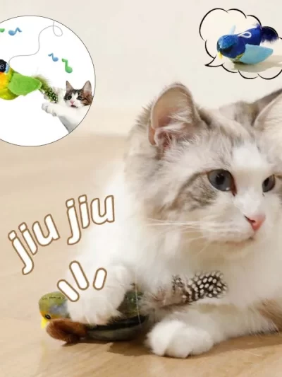 Simulation Bird Interactive Cat Toy Plush Sound Hanging Cat Toy Feather Bird Cat Chew Bite Plush Toys Cat Supplies